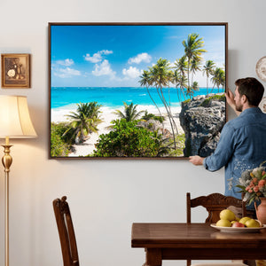Tropical Beach Wall Art Canvas Print, Palm Tree Ocean