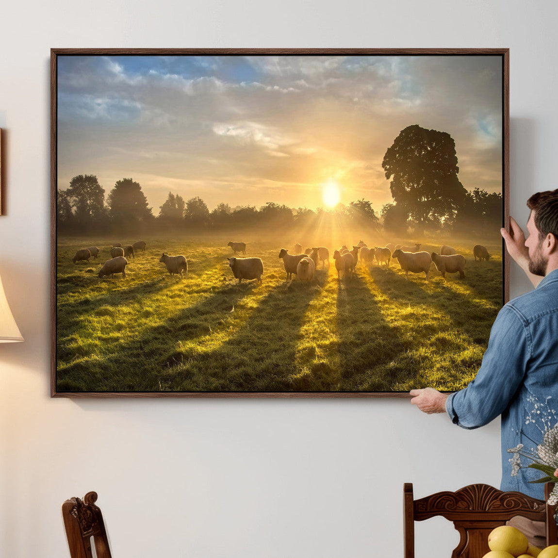 Sheep Wall Art Canvas Print – Rural Farm Animal Artwork