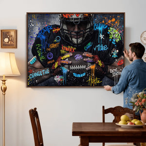 Graffiti American Football Player Street Art Wall Art Canvas