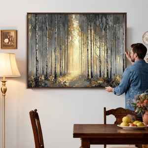 Abstract Birch Forest Wall Art Canvas Print – Modern Neutral