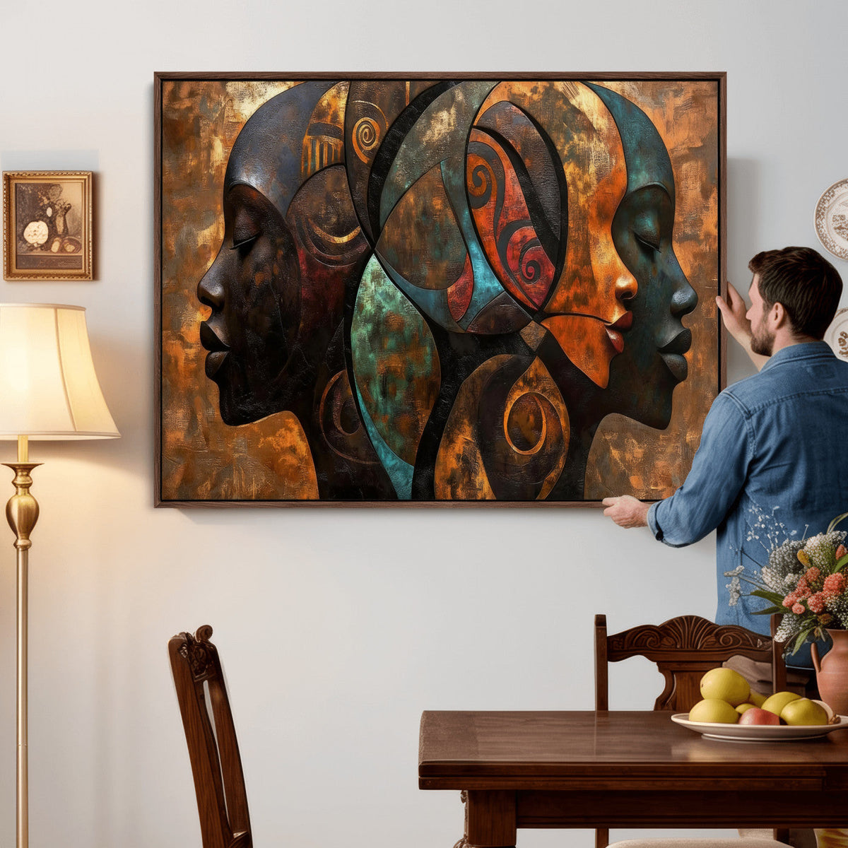 Abstract Afro American Women Wall Art Canvas Print