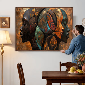 Abstract Afro American Women Wall Art Canvas Print