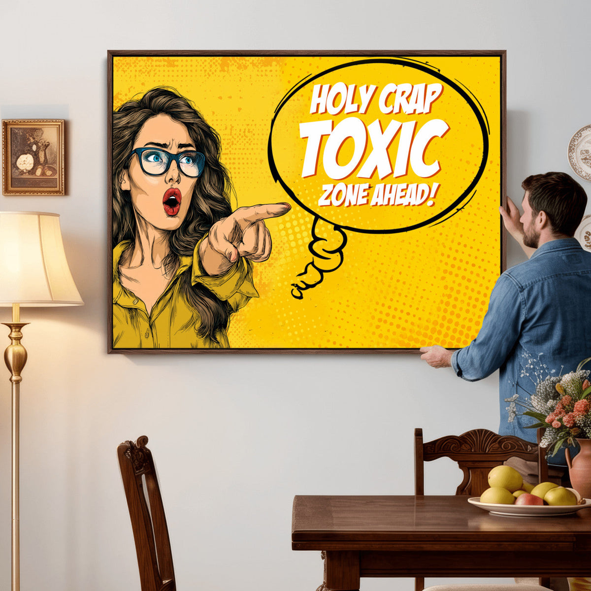 Pop Art Print Bathroom Sign Wall Art Canvas Print — Funny