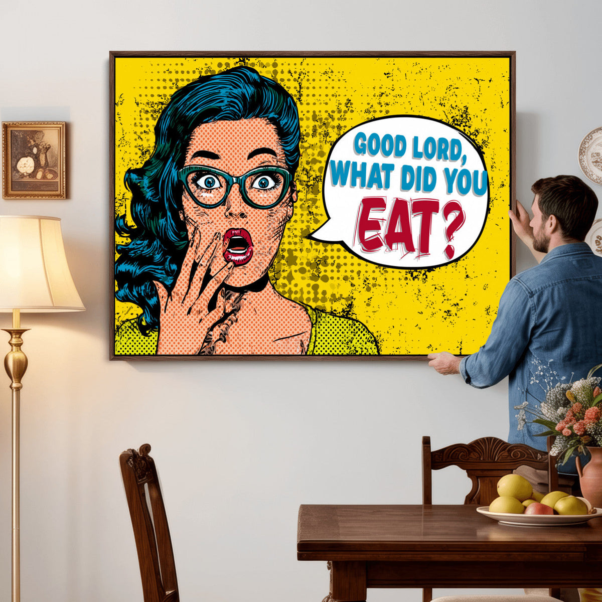 Pop Art Print Bathroom Sign Wall Art Canvas Print — Funny