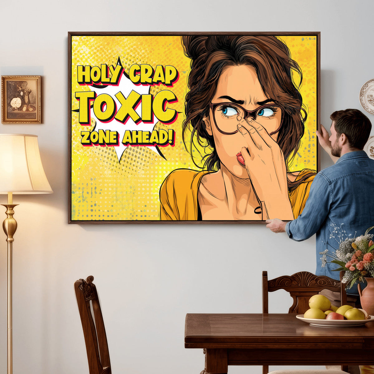 Pop Art Print Bathroom Sign Wall Art Canvas Print — Funny