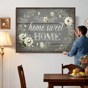 Home Sweet Home Wall Art Canvas Print, Floral Farmhouse