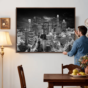 Charlotte Skyline Canvas Wall Art Print – North Carolina Cityscape Photography Print