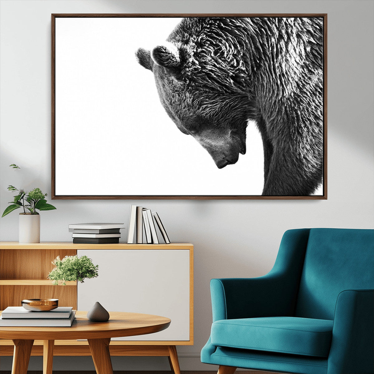 Black and White Grizzly 399 Bear Canvas Print Wall Art |