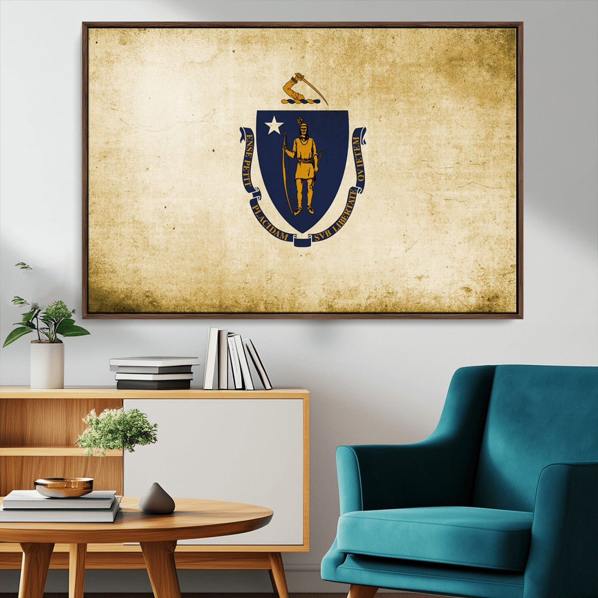 Massachusetts Flag Wall Art Canvas Print