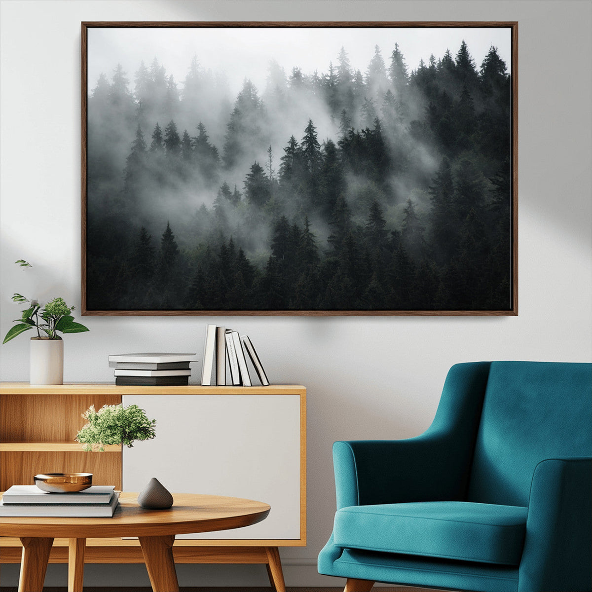 Foggy Forest Wall Art Canvas Print | 3 Panel Large Misty