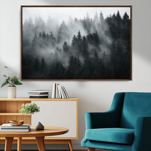 Foggy Forest Wall Art Canvas Print | 3 Panel Large Misty