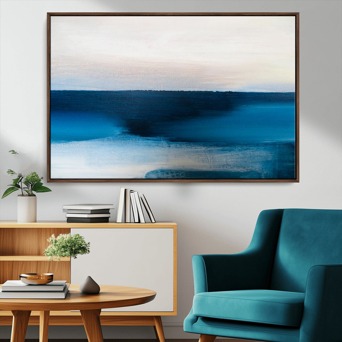 Dark Blue Abstract Wall Art Canvas Print