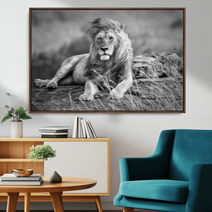 King Forest Lion Wall Art Canvas Print – Framed Majestic