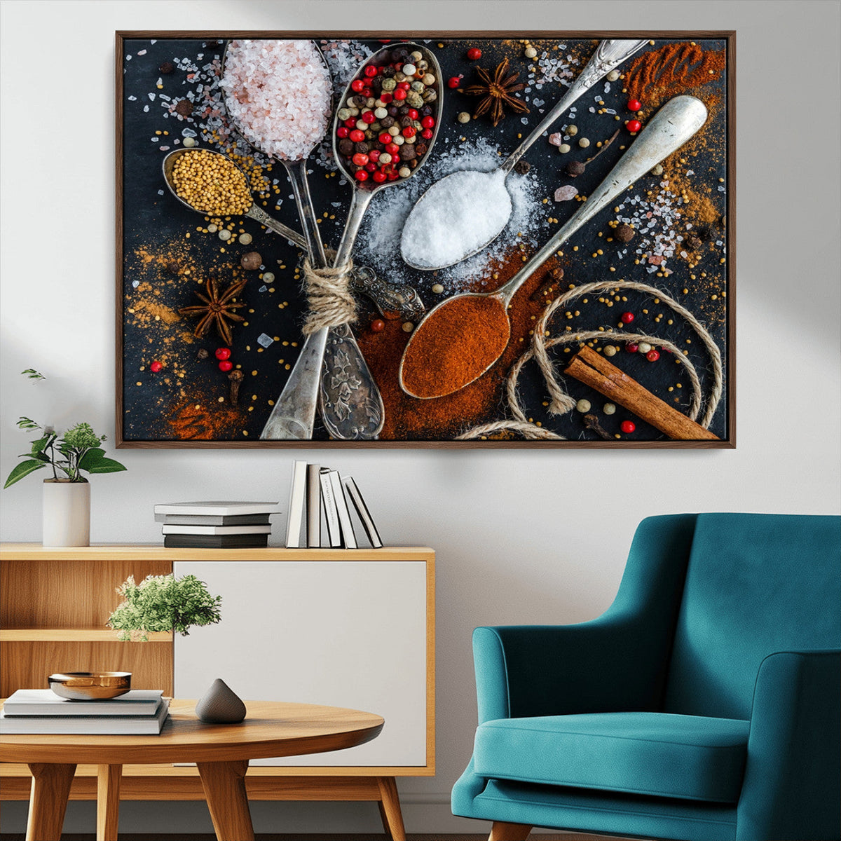 Spices and Seasonings Canvas Wall Art – Colorful Triptych