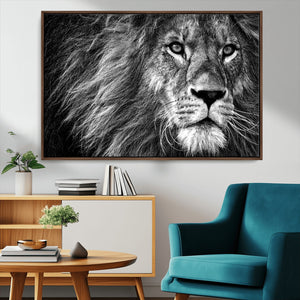 Black and White Lion Canvas Wall Art Print – Wildlife