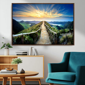 Mountain and Sunset Wall Art Canvas Print