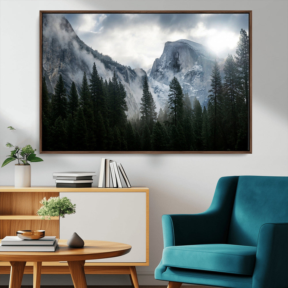 Yosemite National Park El Capitan Foggy Mountain Wall Art |