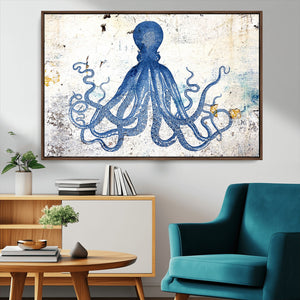Octopus Canvas Wall Art | Coastal Marine Life Artwork for