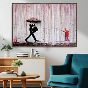 Banksy Wall Art Canvas Print, Framed Graffiti Art Picture