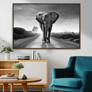 Black and White Elephant Wall Art Canvas Print