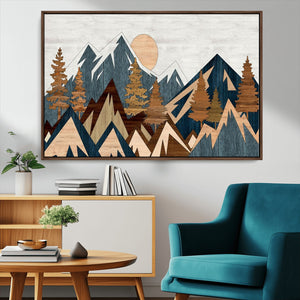 Abstract Wood Panel Effect Mountain Range Top Wall Art