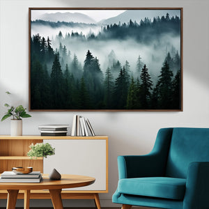 Captivating Misty Forest Wall Art Canvas, Premium Canvas