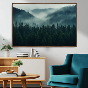 Captivating Misty Forest Wall Art Premium Canvas Print,