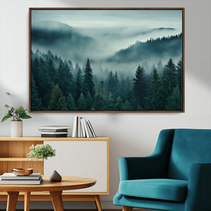 Captivating Misty Foggy Forest Wall Art Premium Canvas Print