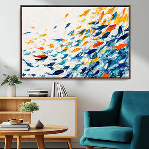 Abstract Fish Shoal Wall Art Canvas Print, Colorful Fish