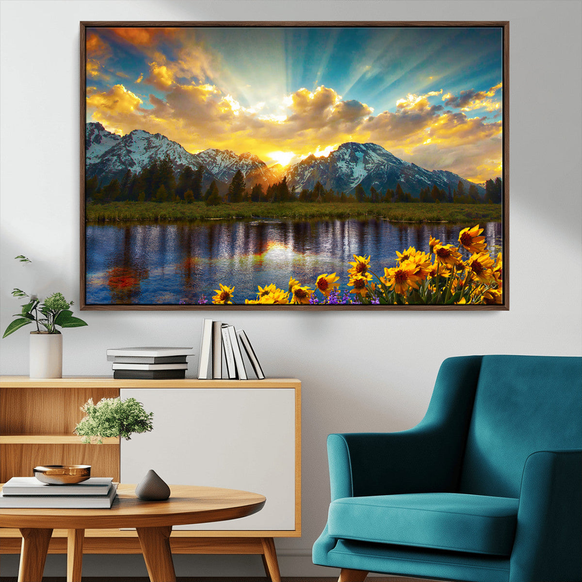 Grand Teton Park Sunrise Wall Art – Vibrant Landscape Canvas