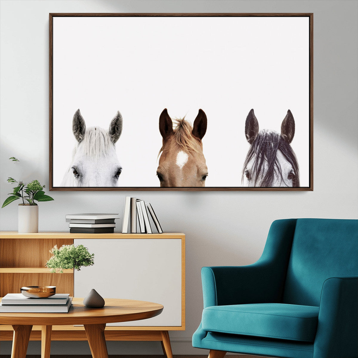 Horse Prints Set, Set of 3 Horse Wall Art, Horses Portraits,