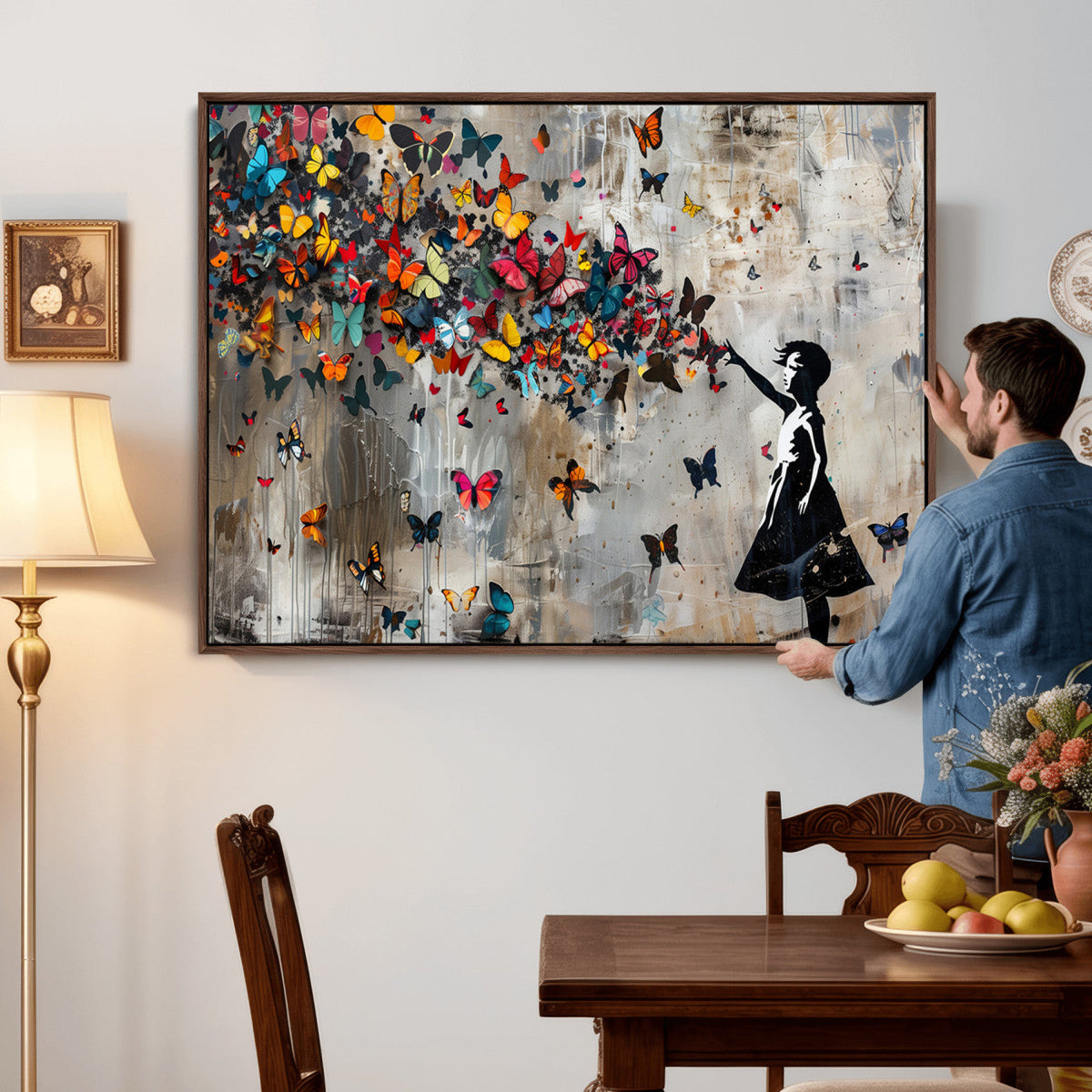 Banksy Wall Art - Banksy Girl and Butterfly Explosion Wall