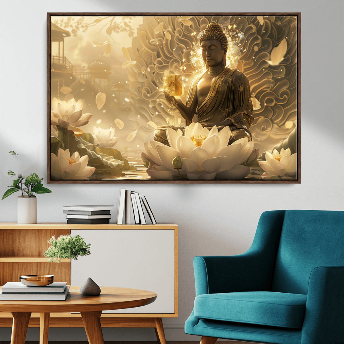 Golden Buddha Wall Art | Yoga Room Decor and Meditation Room