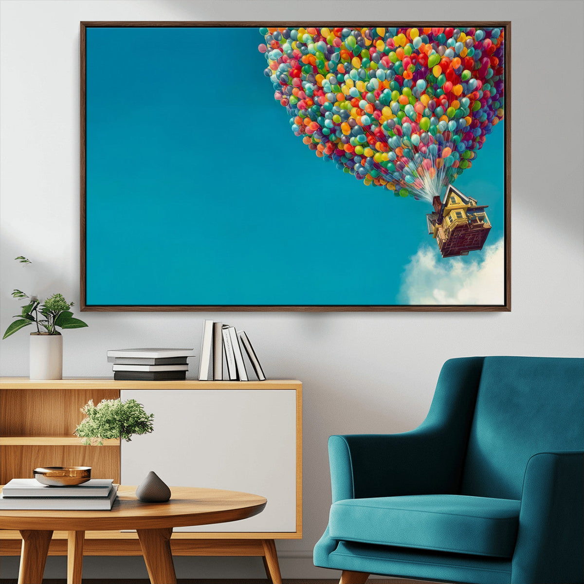 Carl Fredricksen, Up Movie Wall Art, Colorful Balloon House