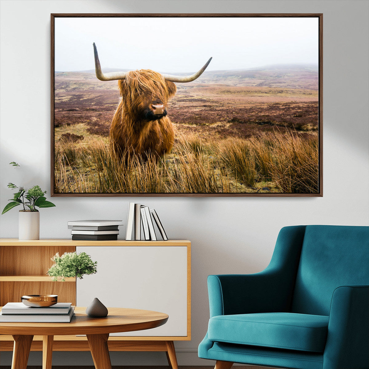 Scottish Highland Cow Canvas Wall Art – Rustic Farmhouse