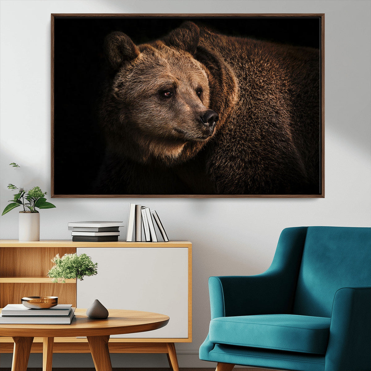 Wild Grizzly 399 Bear Canvas Wall Art Print, Bear Animal