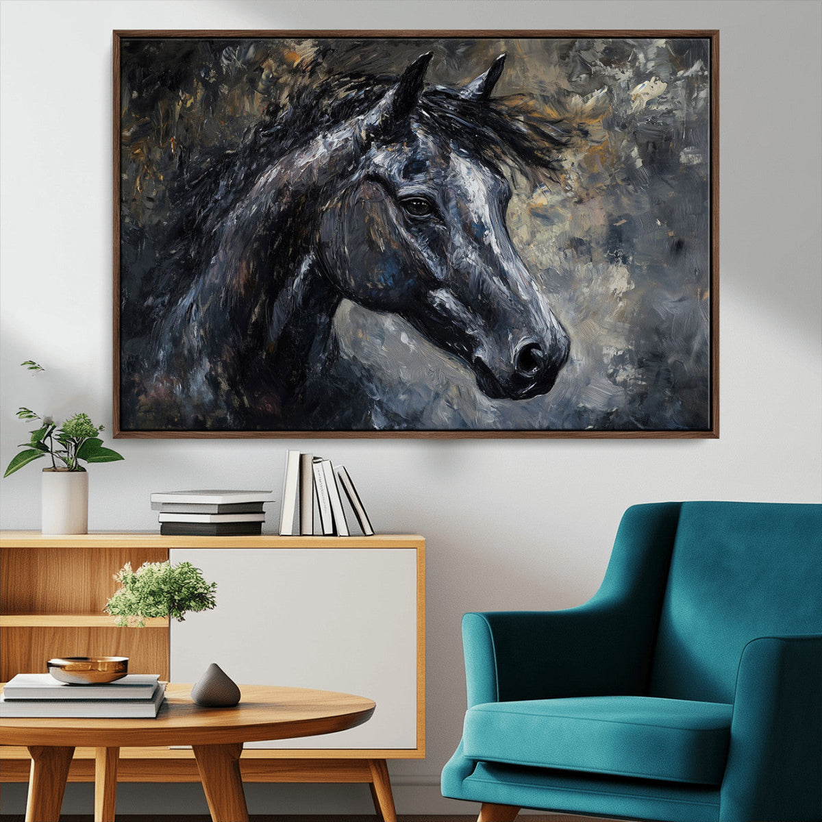 Large Abstract Horse Wall Art Canvas Print | Farmhouse Wall