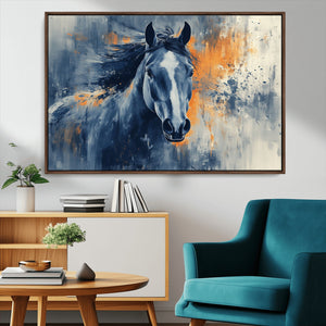 Abstract Blue Horse Wall Art Print Canvas | Horse Wall Art