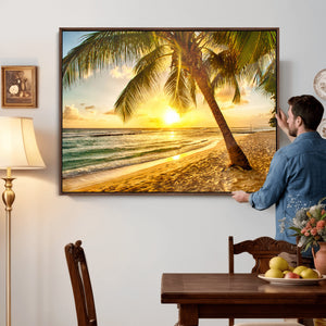 Beach Sunset Canvas Wall Art Print - Tropical Beach Canvas