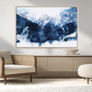 Abstract Blue Mountain Canvas Wall Art – Modern Triptych