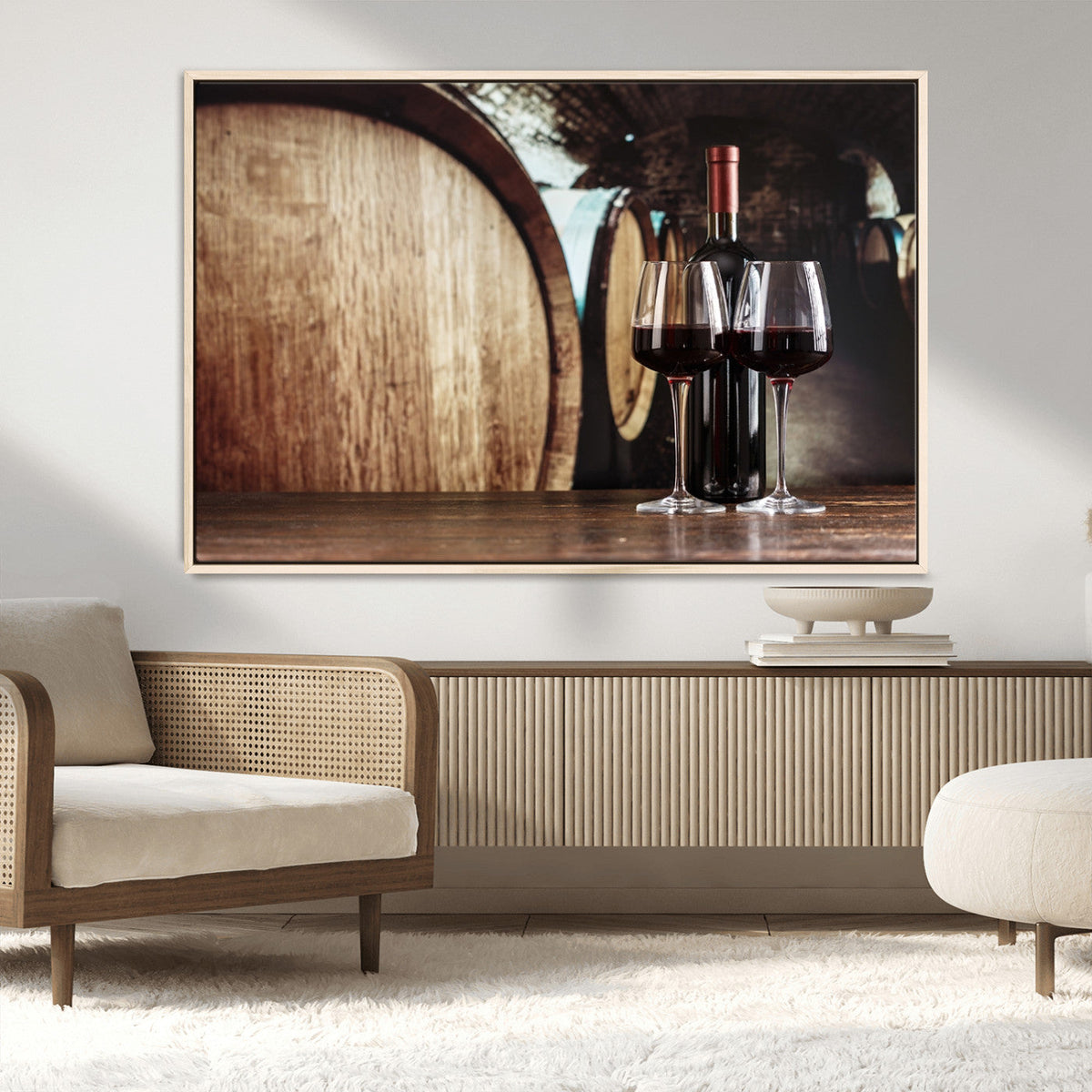 Wine and Barrel Wall Art Canvas Print