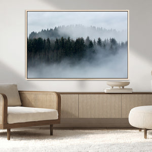 Autumn and Misty Trees in the Forest Wall Art Canvas Print,