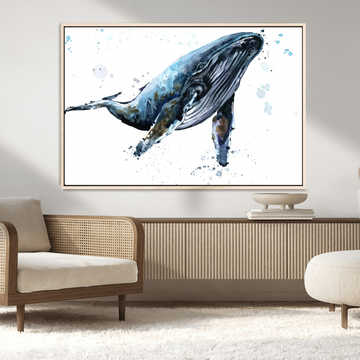 Watercolor Whale Wall Art Canvas Print