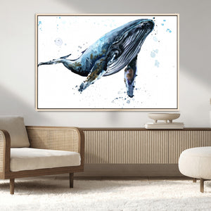 Watercolor Whale Wall Art Canvas Print
