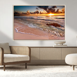 Sunset on Ocean Wall Art Canvas Print