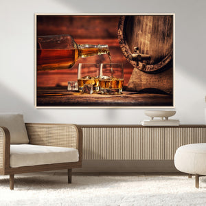 Whiskey and Cigar Canvas Wall Art | 3 Panel Bar Room Decor