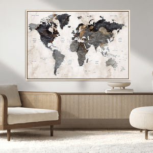 Abstract Map Printing - Modern World Map Canvas Wall Art for