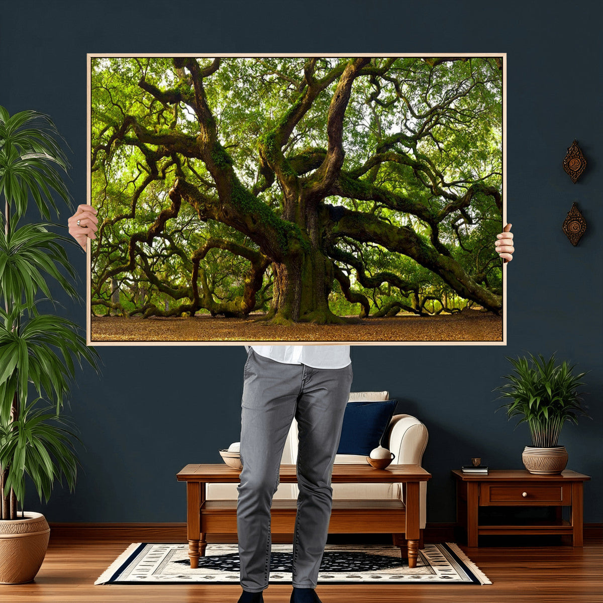 Angel Oak Tree Wall Art Canvas Print | Forest Tree Nature