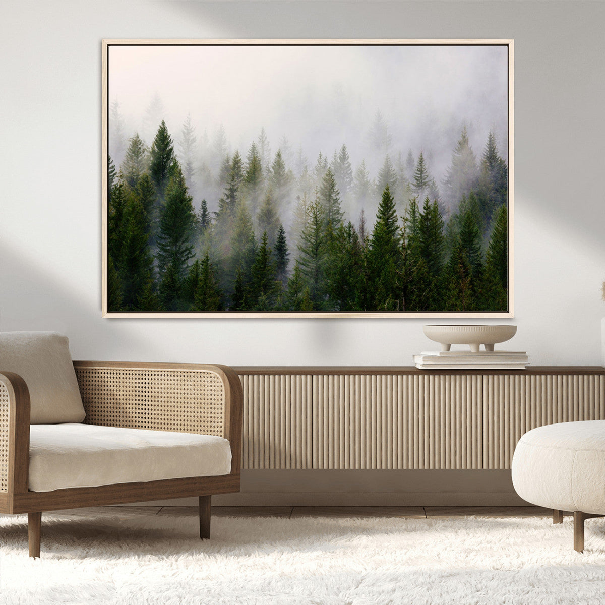 Forest Wall Art Canvas Print | Foggy Forest Wall Art | Pine