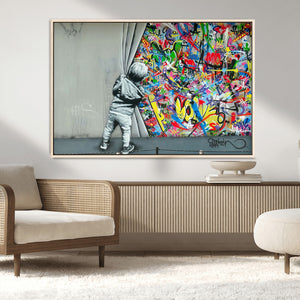 Banksy Colorful Street Graffiti Canvas Wall Art Print,